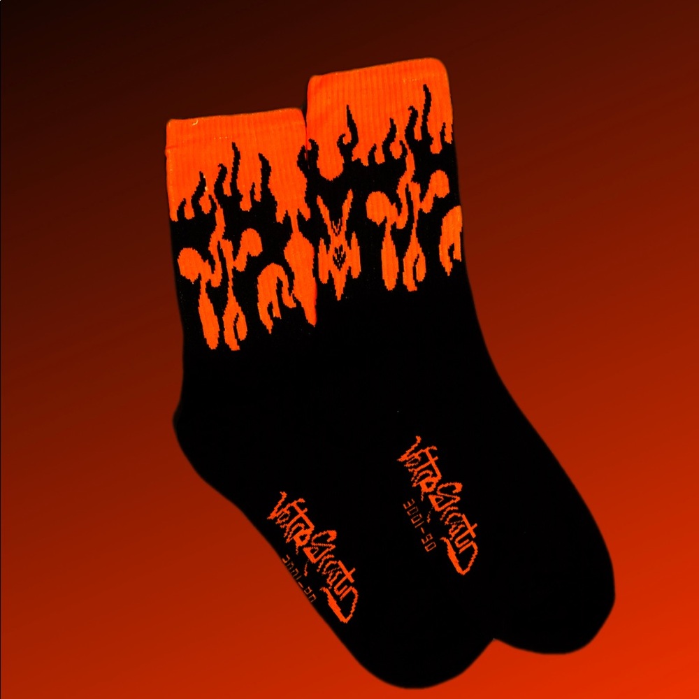 Fire flame pattern cotton crew skateboard socks